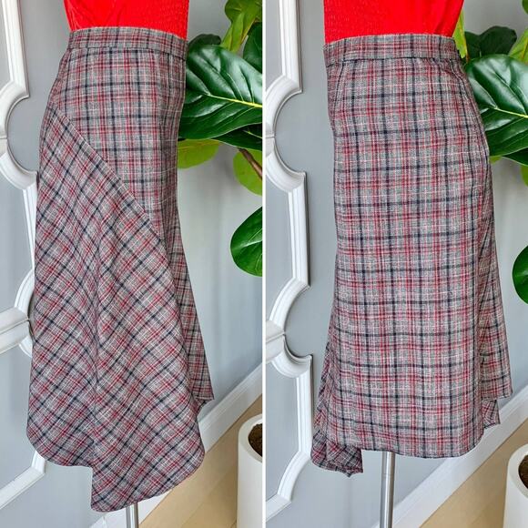 Isabel Marant Diesty Asymmetric Checked Wool Blend Skirt Size 6 - Picture 6 of 12